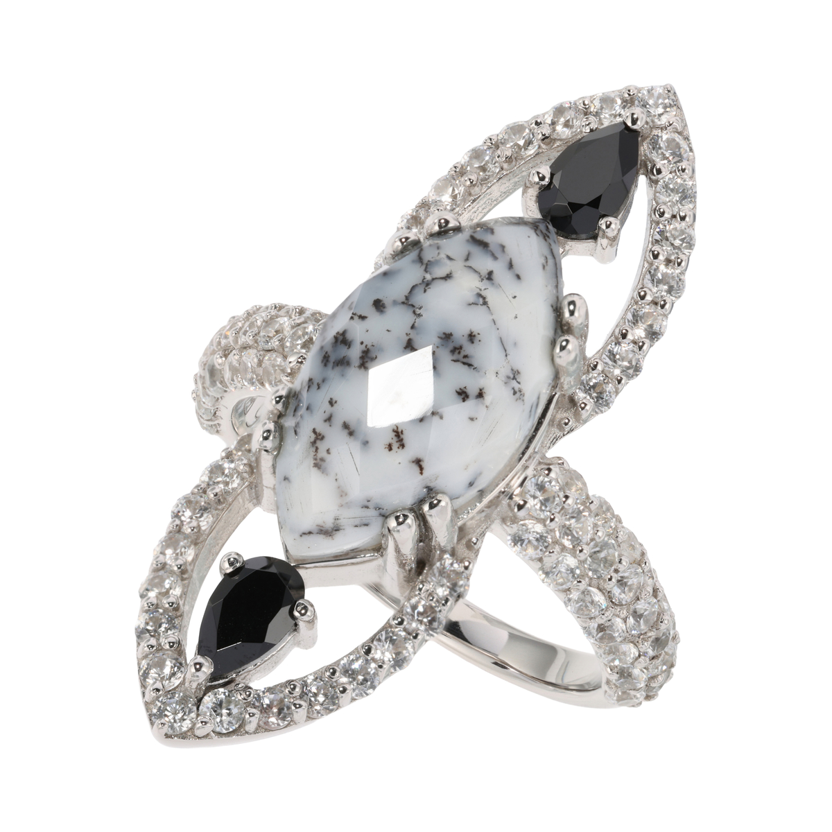 【ヒラリージョイ　クチュール】デンドライトオパール＆ブラックガーネットリング