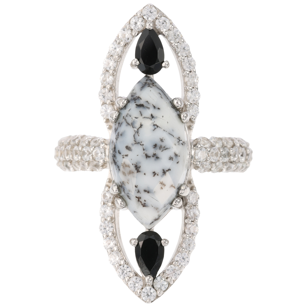 【ヒラリージョイ　クチュール】デンドライトオパール＆ブラックガーネットリング