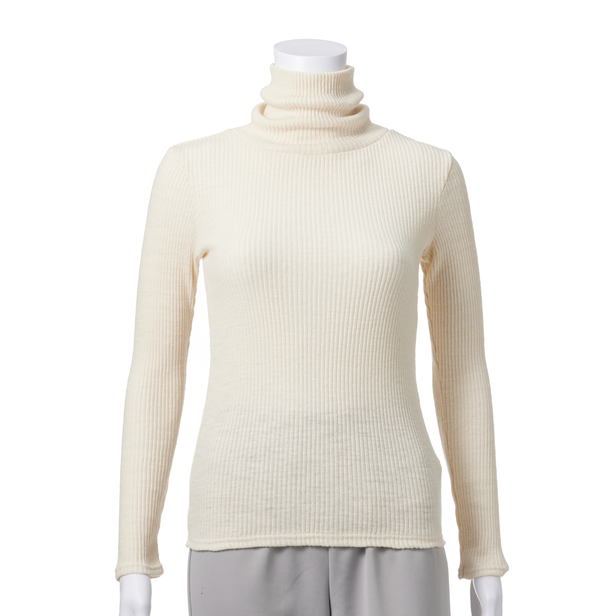 【レーシーフォレスト】ガラガラテレコ無地　タートルネックリブカット　