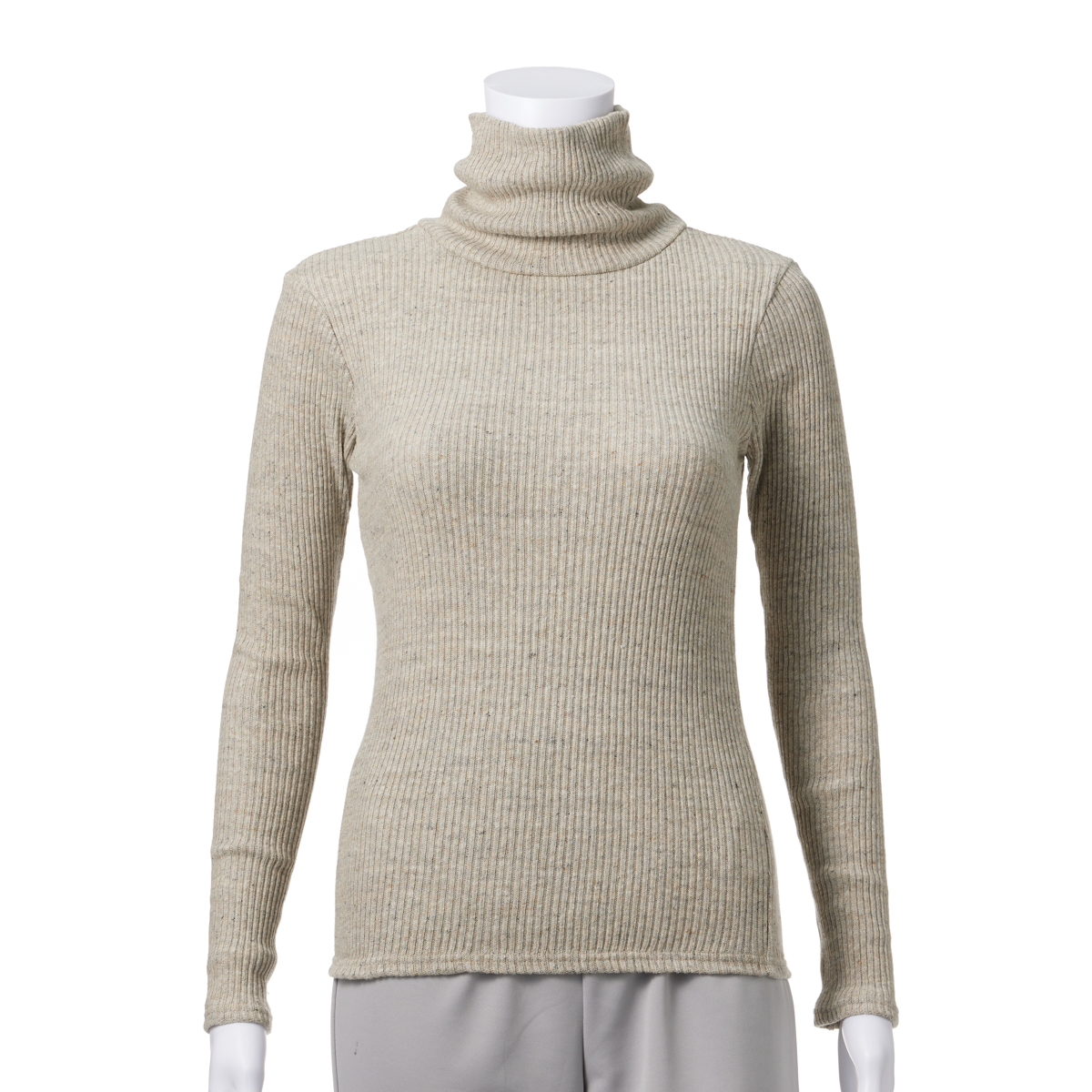 【レーシーフォレスト】ガラガラテレコ無地　タートルネックリブカット　