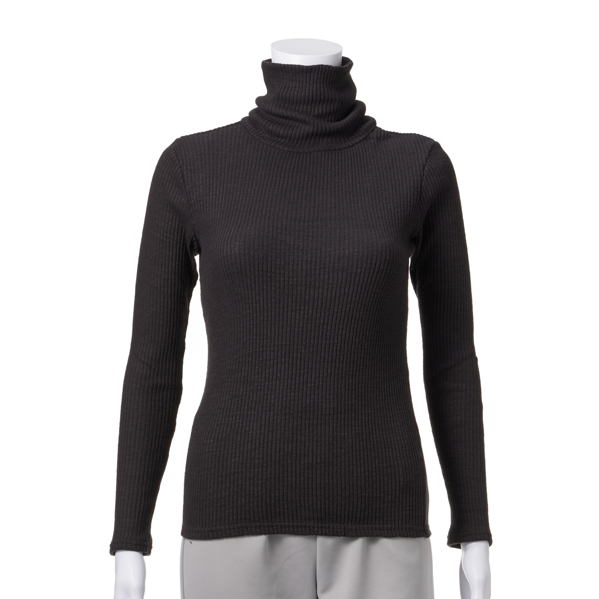 【レーシーフォレスト】ガラガラテレコ無地　タートルネックリブカット　