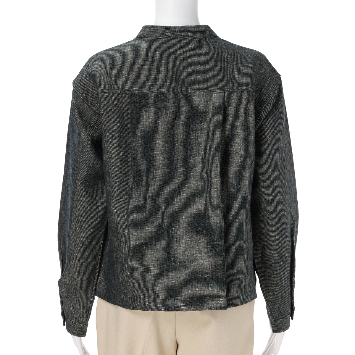 レーシーフォレスト　スーパーヘビーリネンツイル　マオカラーショートJK　ネイビー