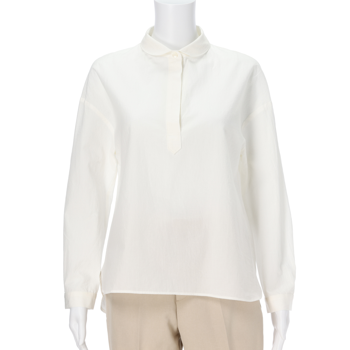 レーシーフォレスト　綿麻　無地＆チェック　丸衿シャツ