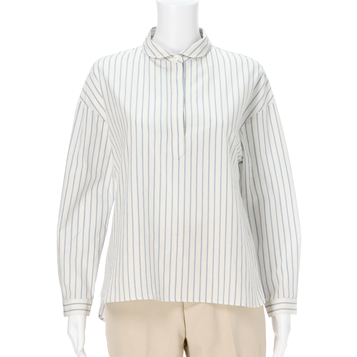 レーシーフォレスト　綿麻　無地＆チェック　丸衿シャツ