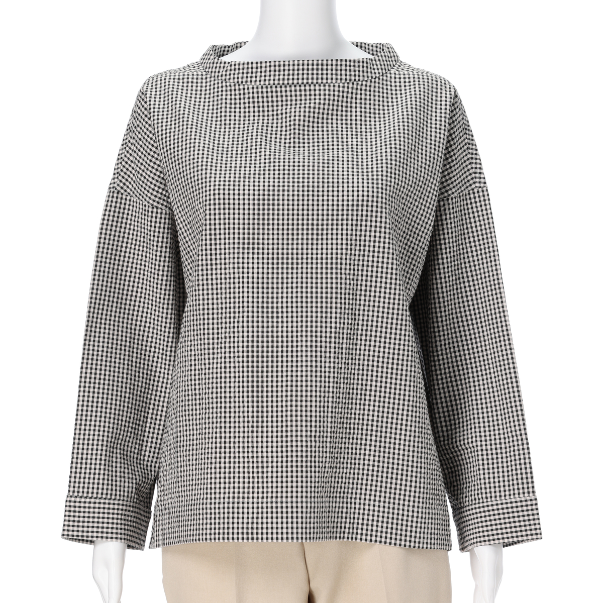 レーシーフォレスト　ドビーサッカーボトルネックBL