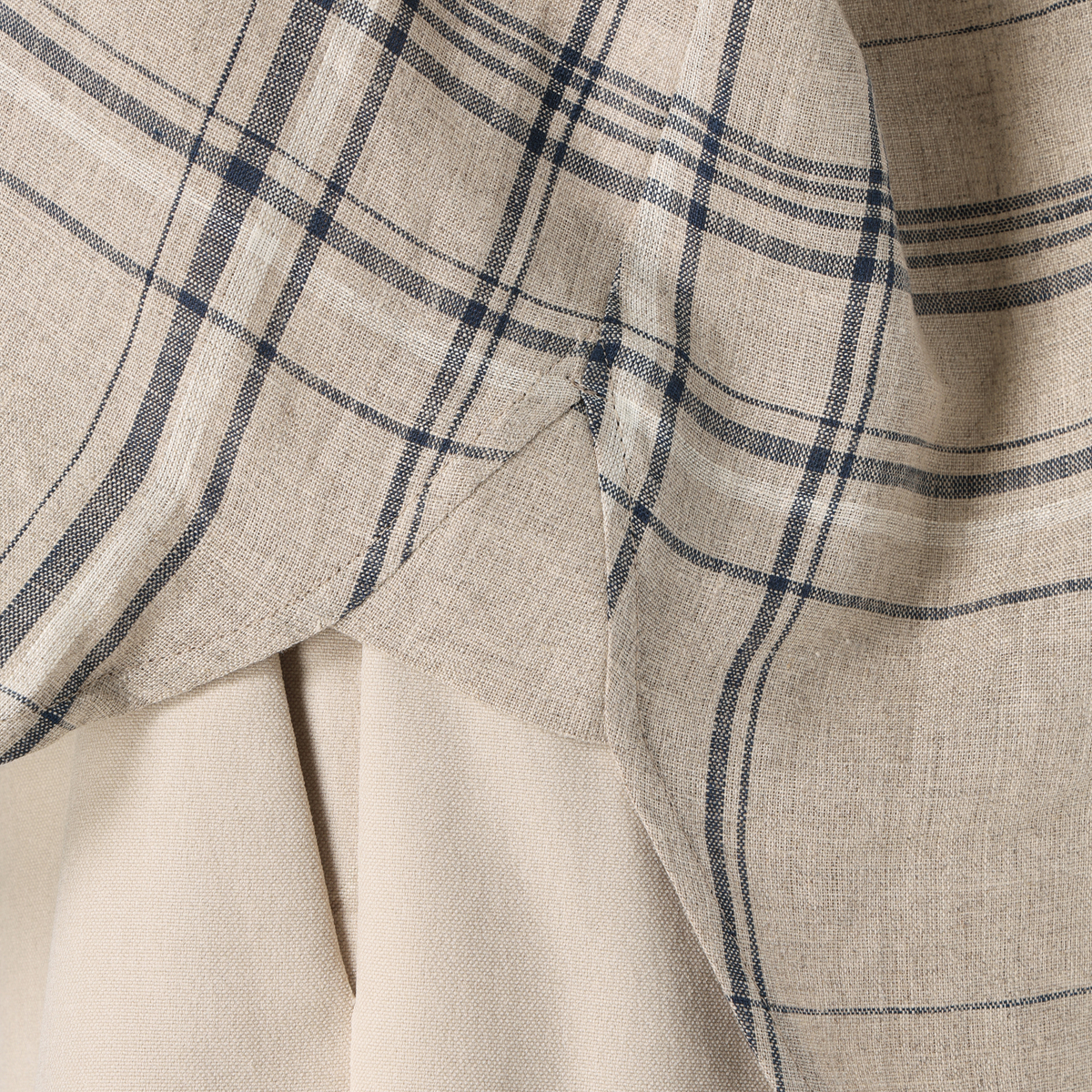 レーシーフォレスト　リネンチェックノーカラーBL