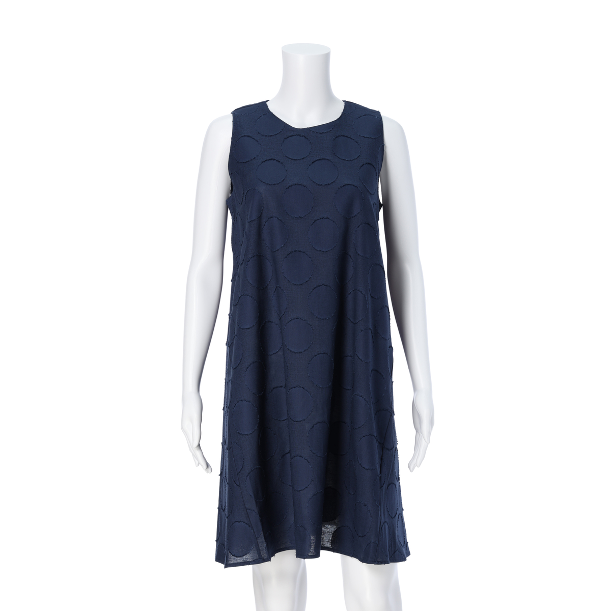 【レーシーフォレスト】水玉フロッキー加工ノースリー　ワンピース