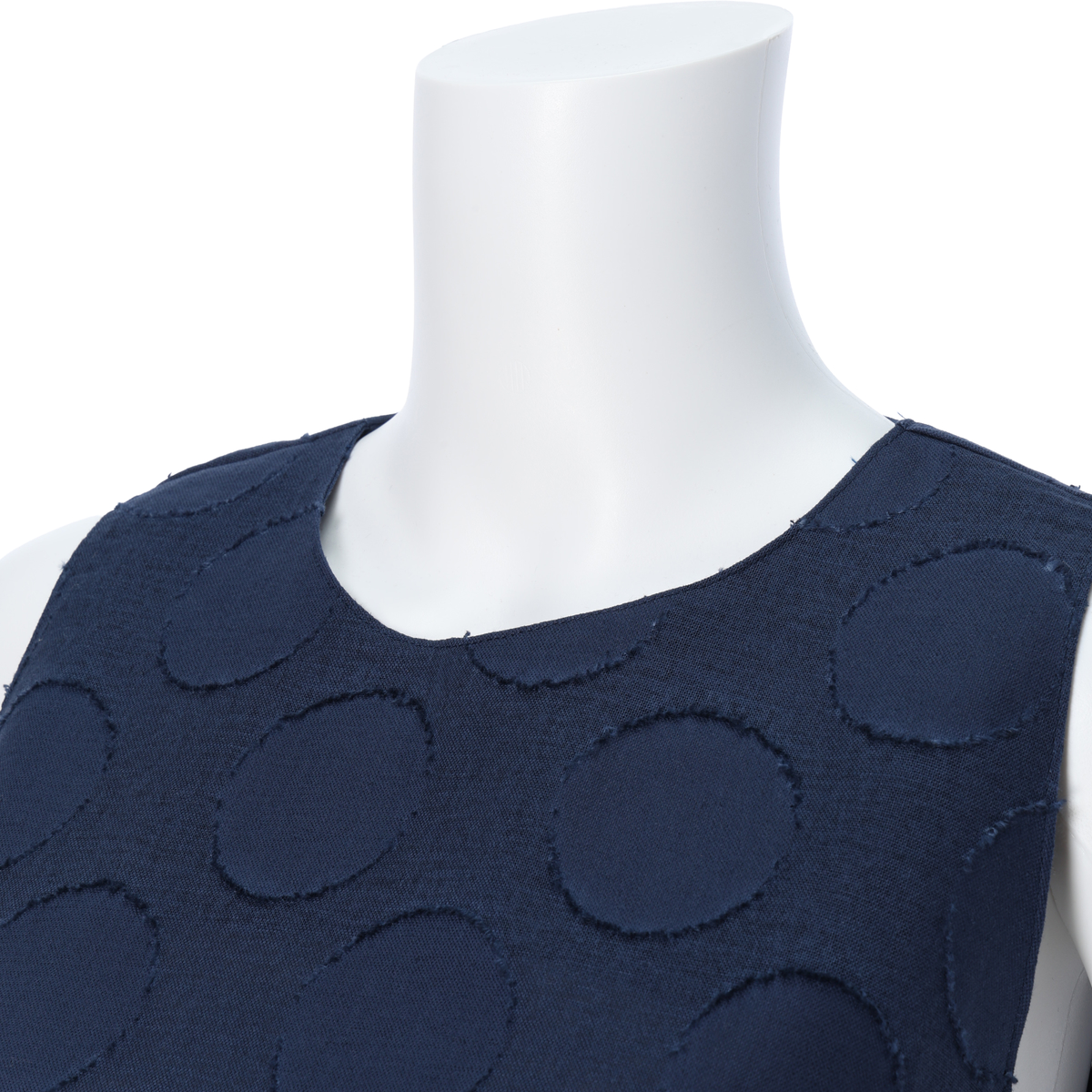 【レーシーフォレスト】水玉フロッキー加工ノースリー　ワンピース