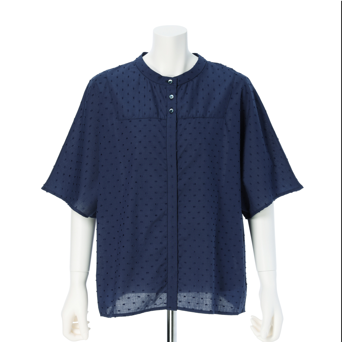 【レーシーフォレスト】フロッキードット加工　ヨーク切り替えブラウス