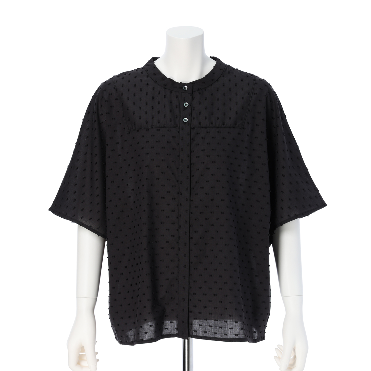 【レーシーフォレスト】フロッキードット加工　ヨーク切り替えブラウス