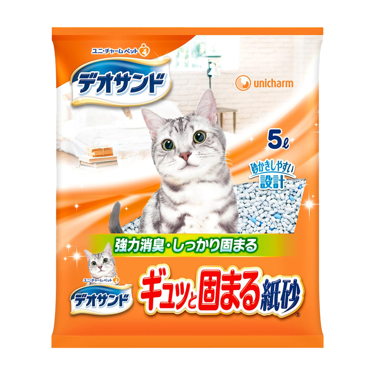【ペット】デオサンド ギュッと固まる紙砂 5L
