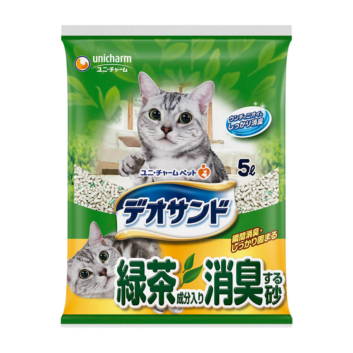 【ペット】デオサンド 緑茶成分入り消臭する砂 5L