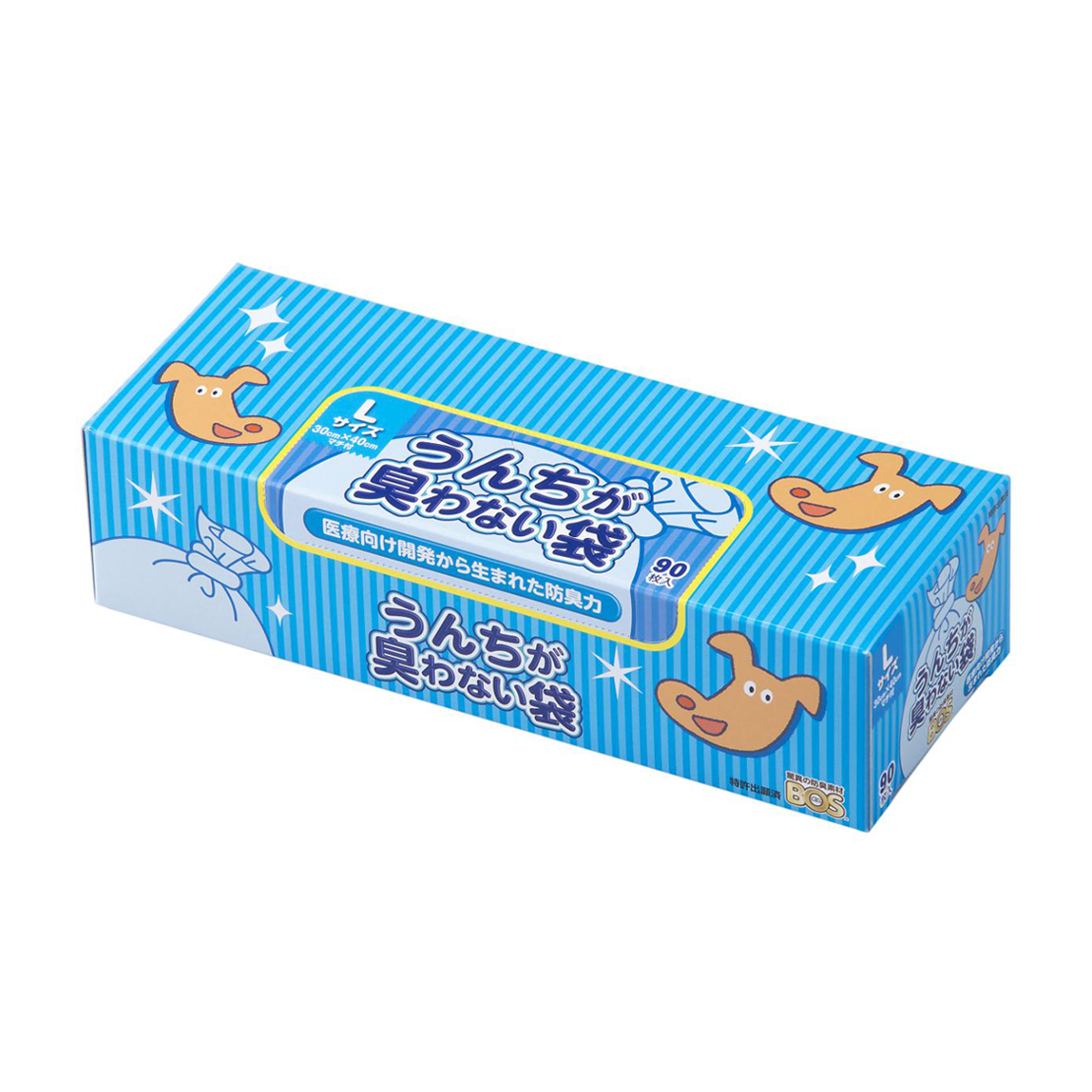 【ペット】うんちが臭わない袋 BOS イヌ用 箱型 Lサイズ 90枚入