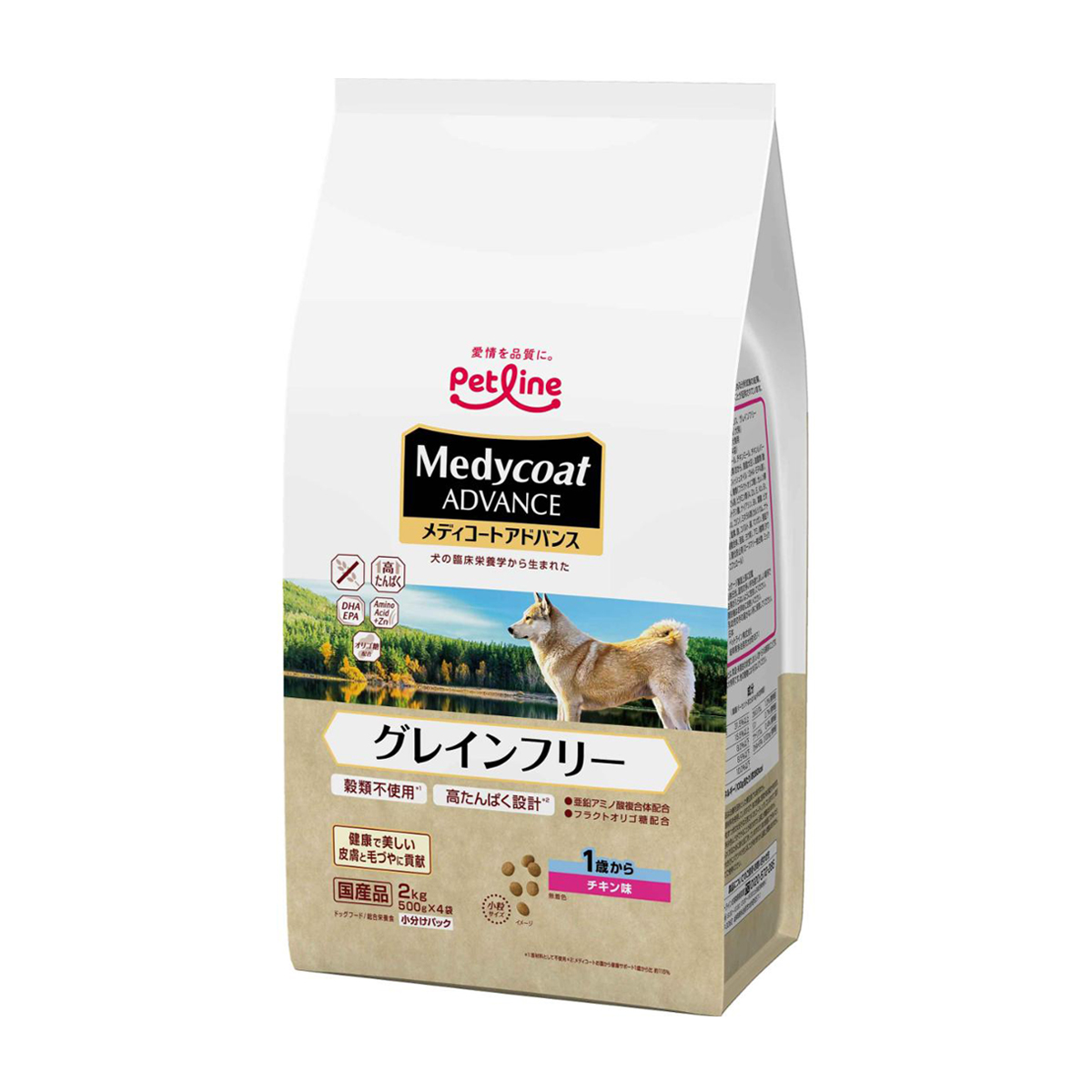 【ペット】メディコートアドバンス グレインフリー 1歳から チキン味 2kg(500g×4)
