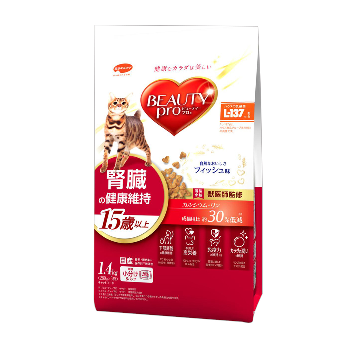 【ペット】ビューティープロ キャット 腎臓の健康維持 15歳以上 1.4kg(280g×5袋)