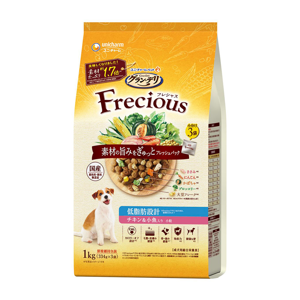 【ペット】グラン・デリ Frecious アダルト成犬用 低脂肪設計 チキン＆小魚入り 1kg