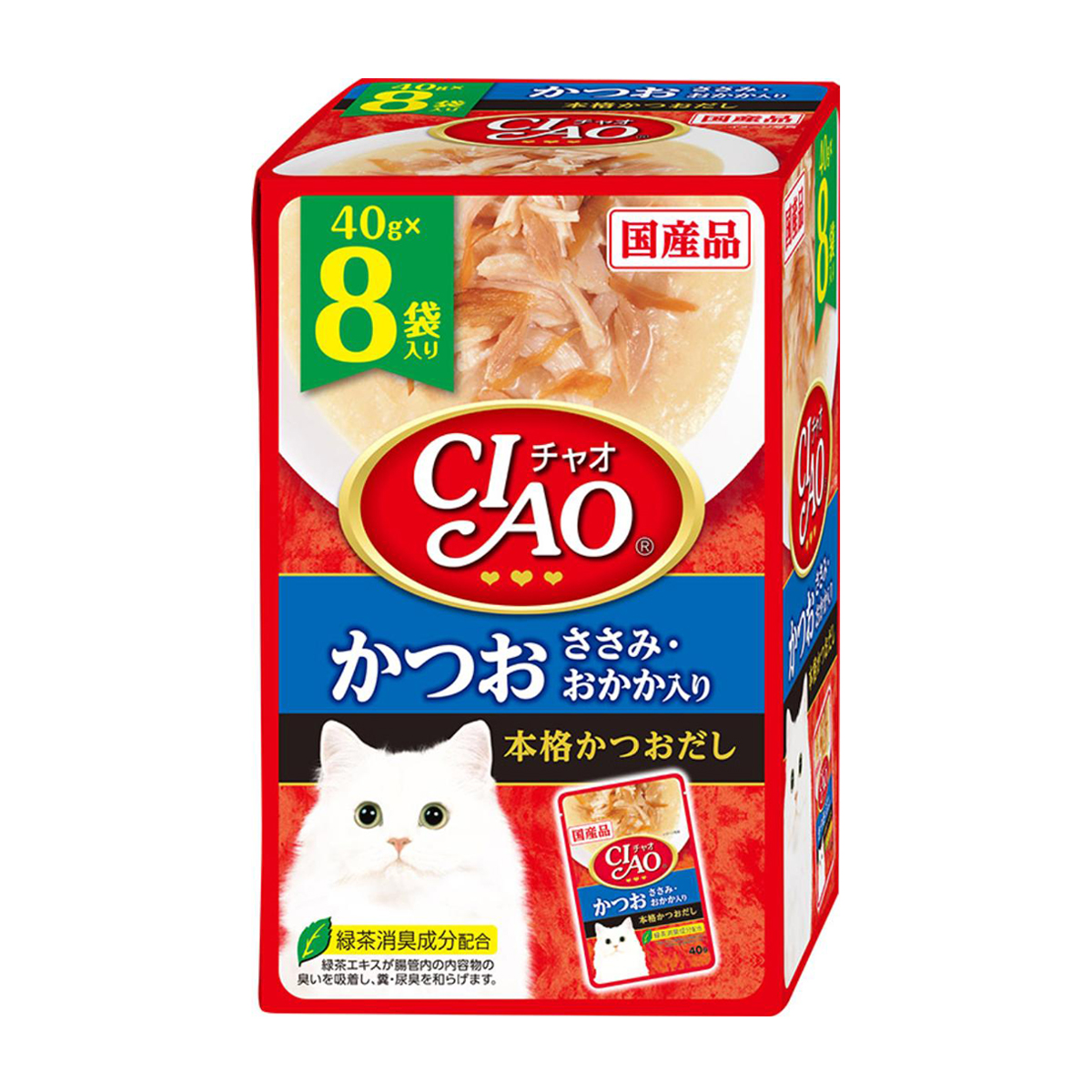【ペット】CIAO パウチ かつお ささみ・おかか入り 40g×8袋 261130