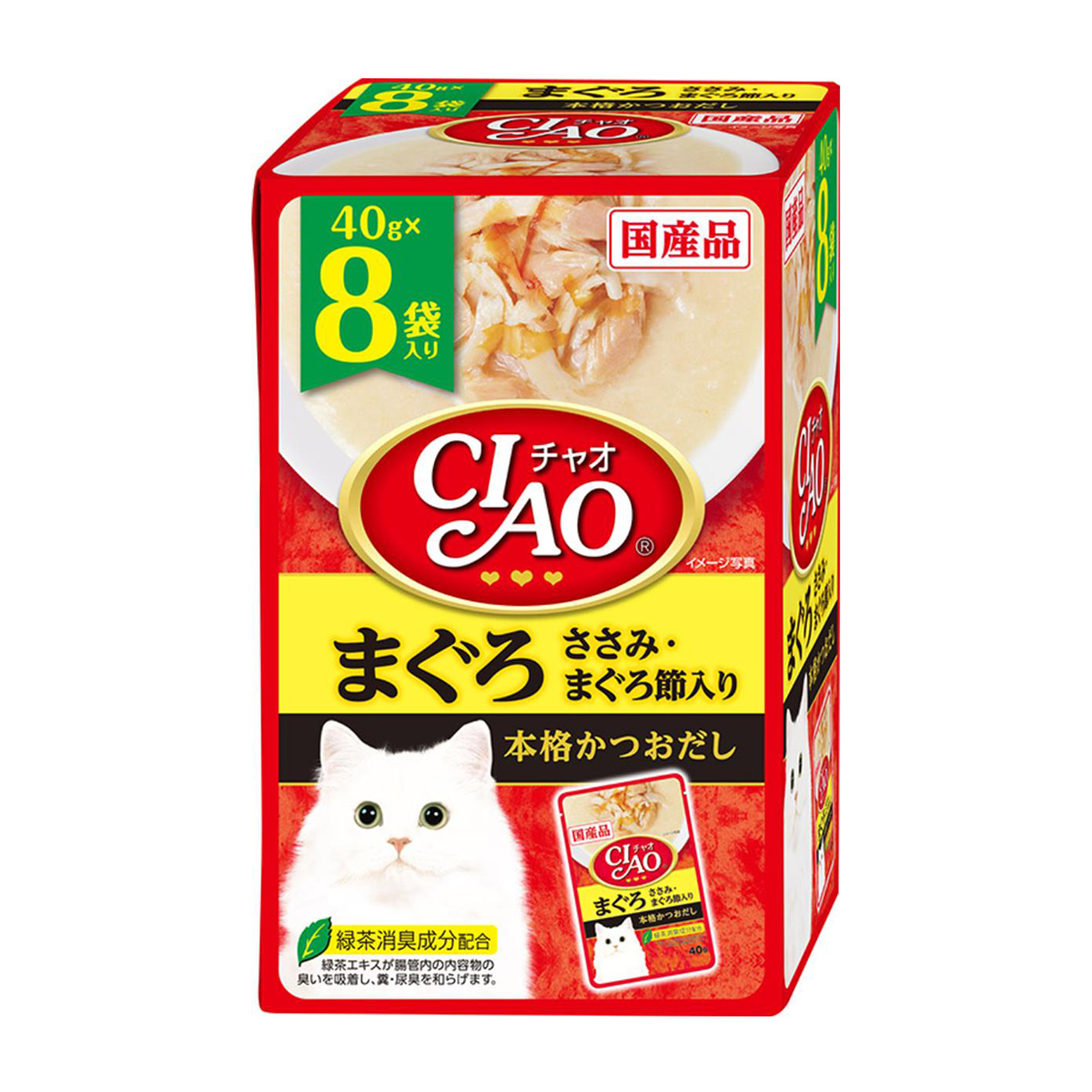 【ペット】CIAO パウチ まぐろ ささみ・まぐろ節入り 40g×8袋