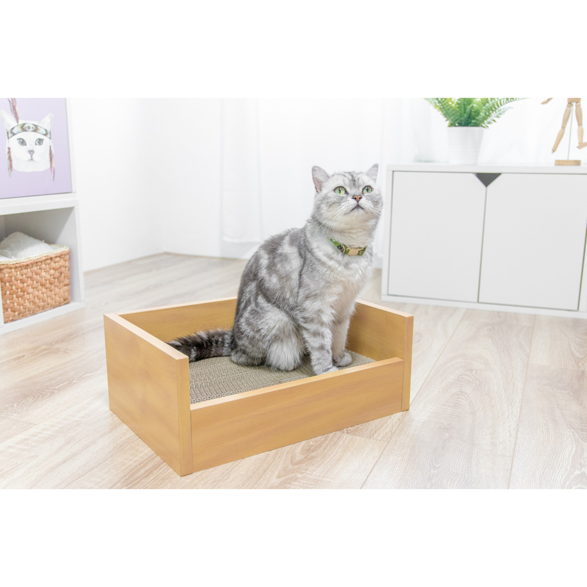 【ペット】HappyDays キャットベッド 本体 つめみがき付き