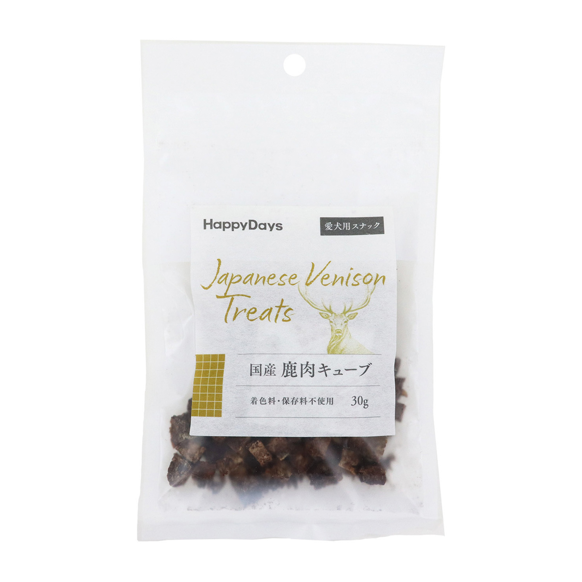 【ペット】HappyDays 国産鹿肉キューブ 犬用 30g