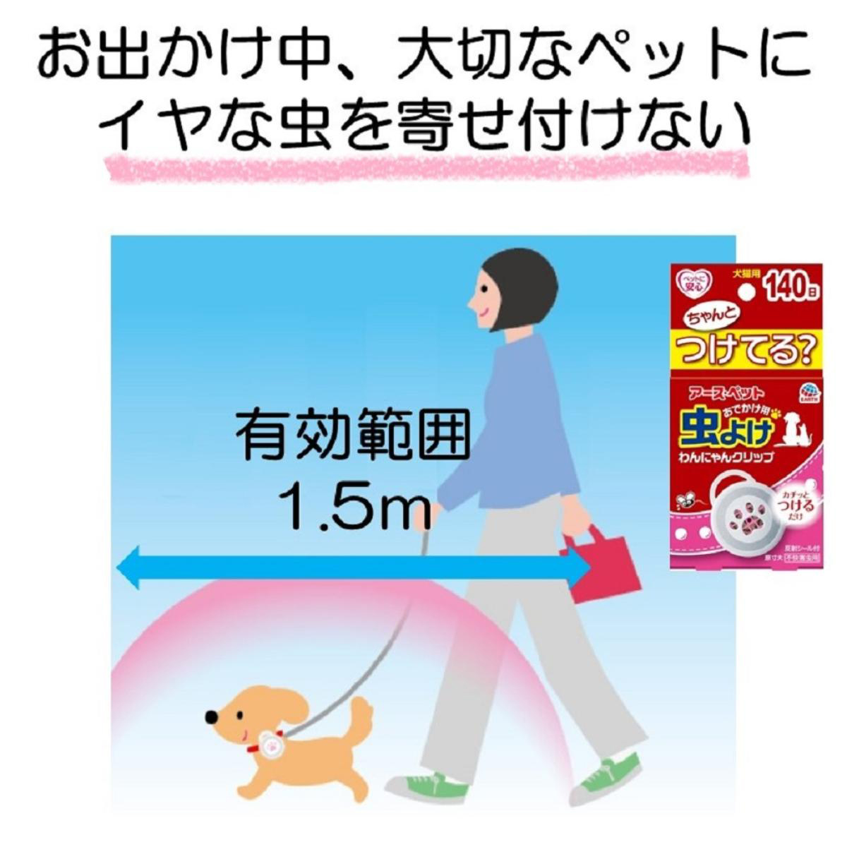 【ペット】おでかけ用 虫よけわんにゃんクリップ 140日用