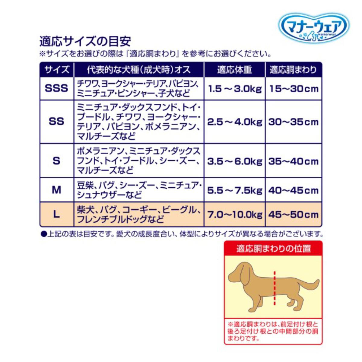 【ペット】マナーウェア 長時間快適オムツ 男の子用 L 36枚