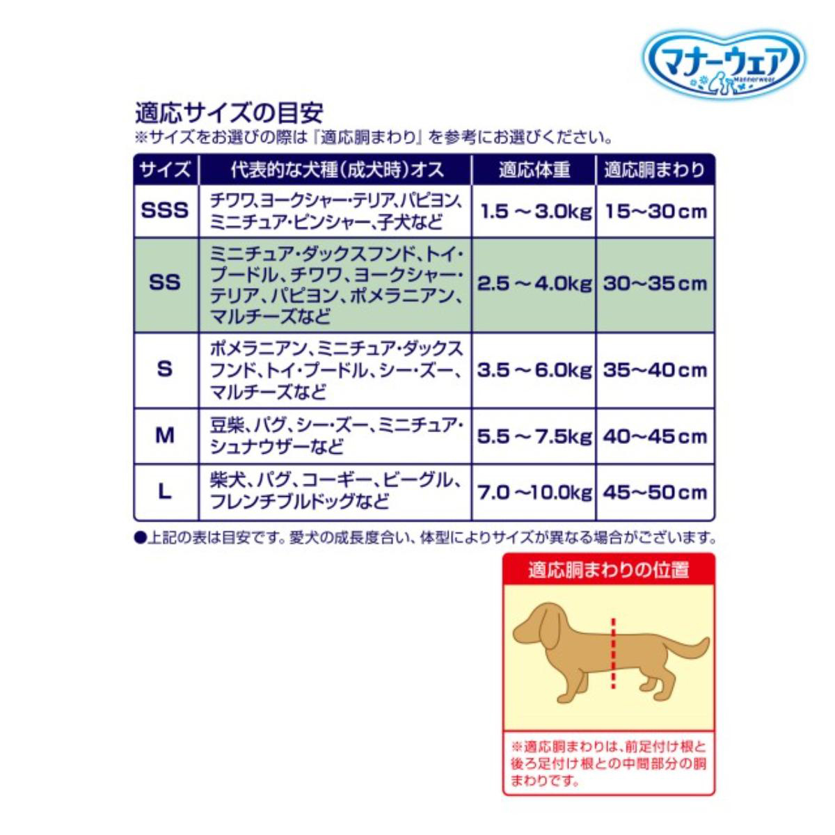 【ペット】マナーウェア 長時間快適オムツ 男の子用 SS 44枚
