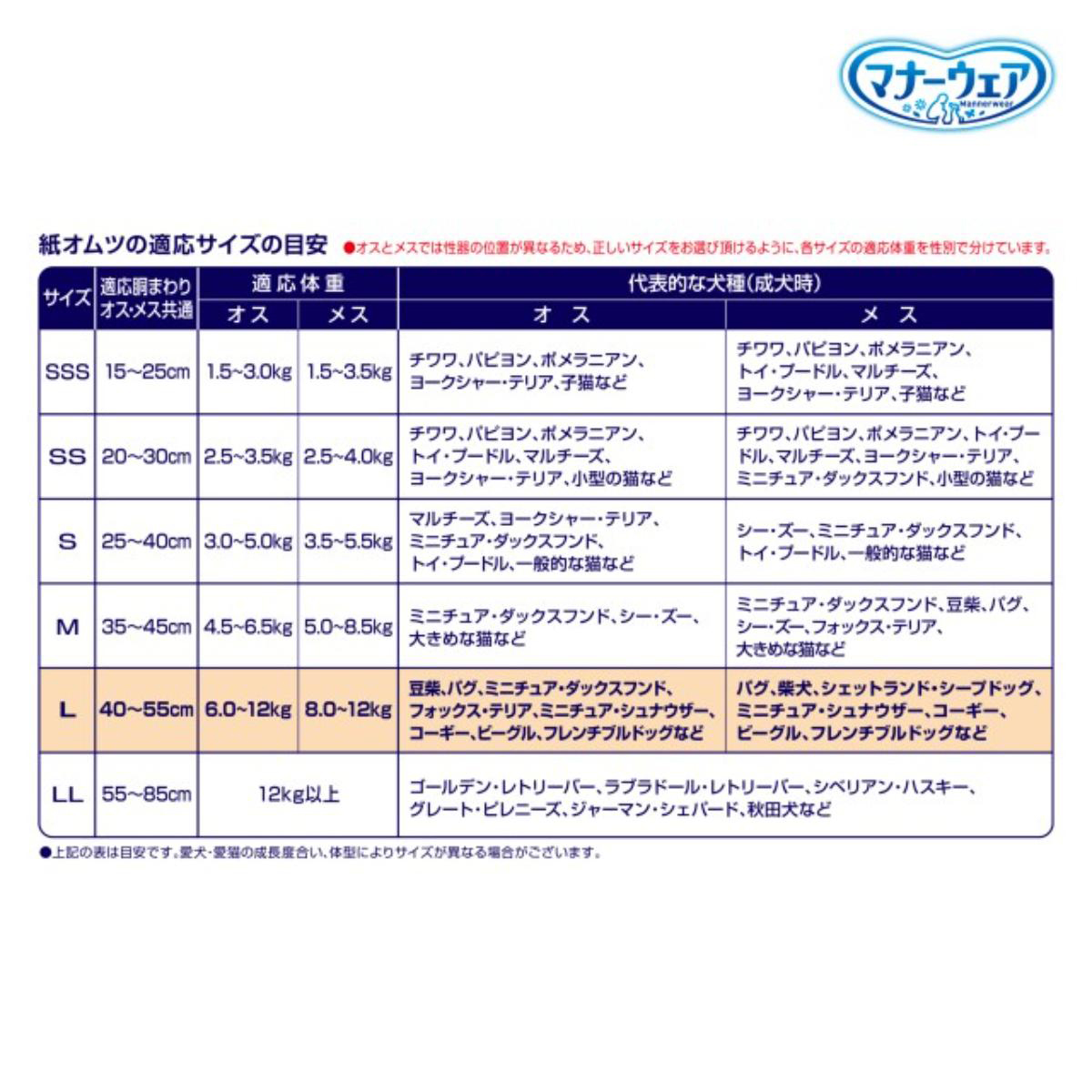 【ペット】マナーウェア 長時間快適オムツ L 26枚