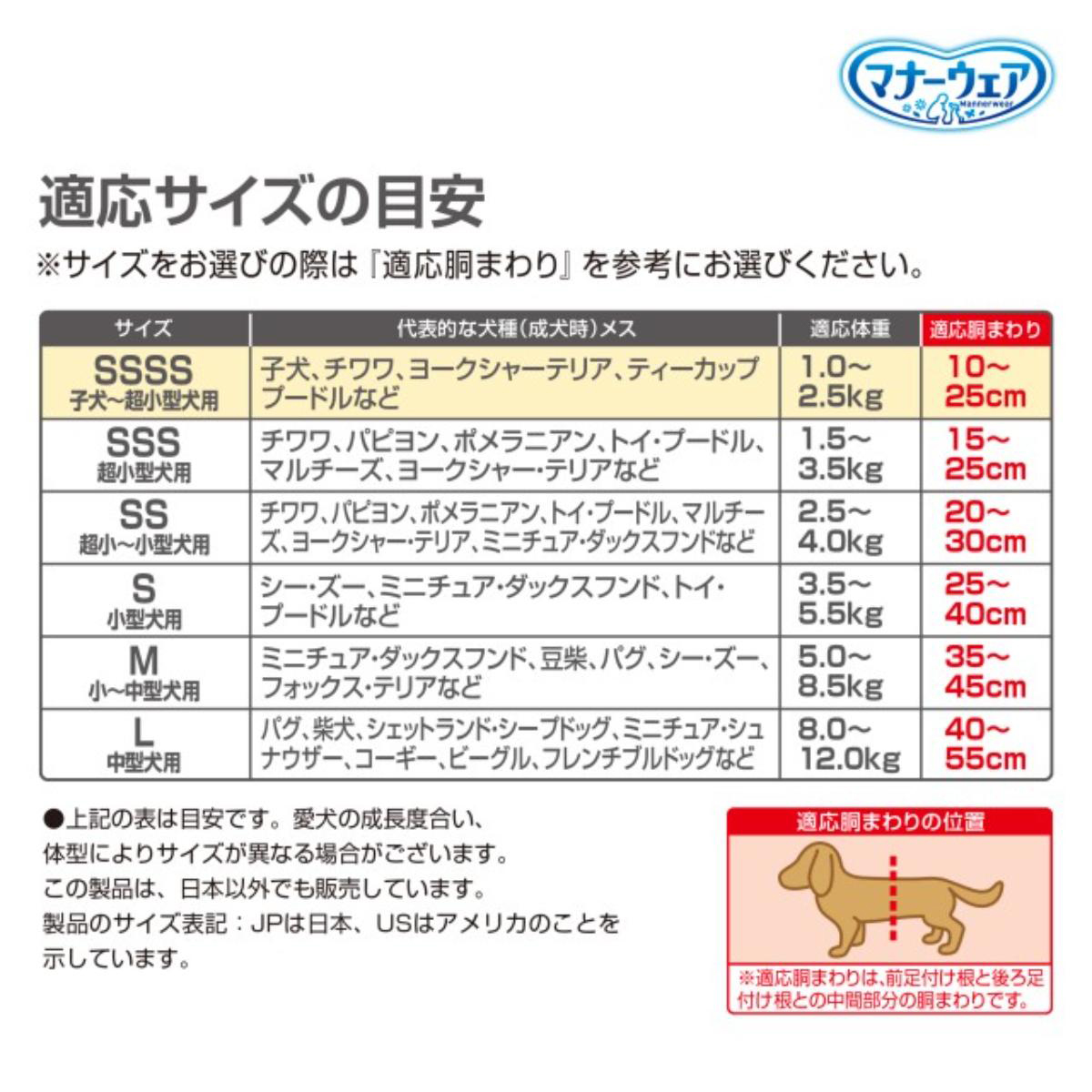 【ペット】マナーウェア 女の子用 SSSSサイズ ピンクリボン・青リボン 42枚入