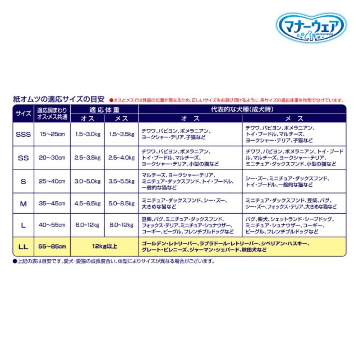 【ペット】マナーウェア 長時間快適オムツ LLサイズ 5枚