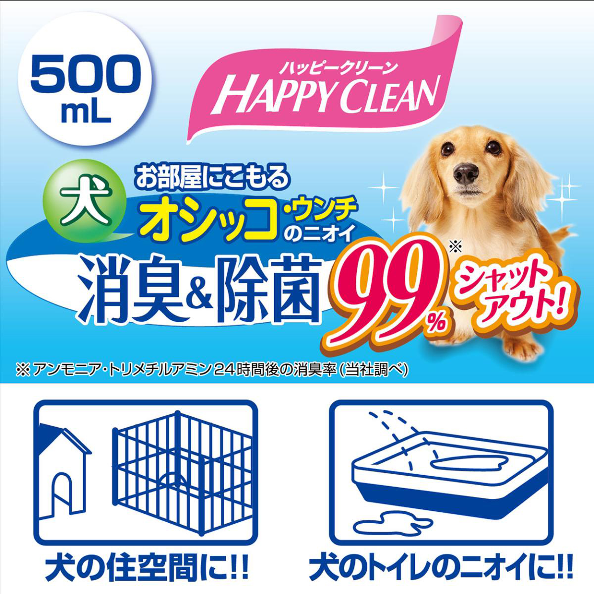 【ペット】ハッピークリーン 犬オシッコ・ウンチのニオイ 消臭＆除菌 500ml