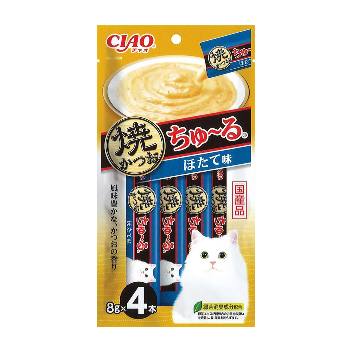 【ペット】ＣＩＡＯ　焼かつおちゅーる　ほたて味　８ｇ×４本