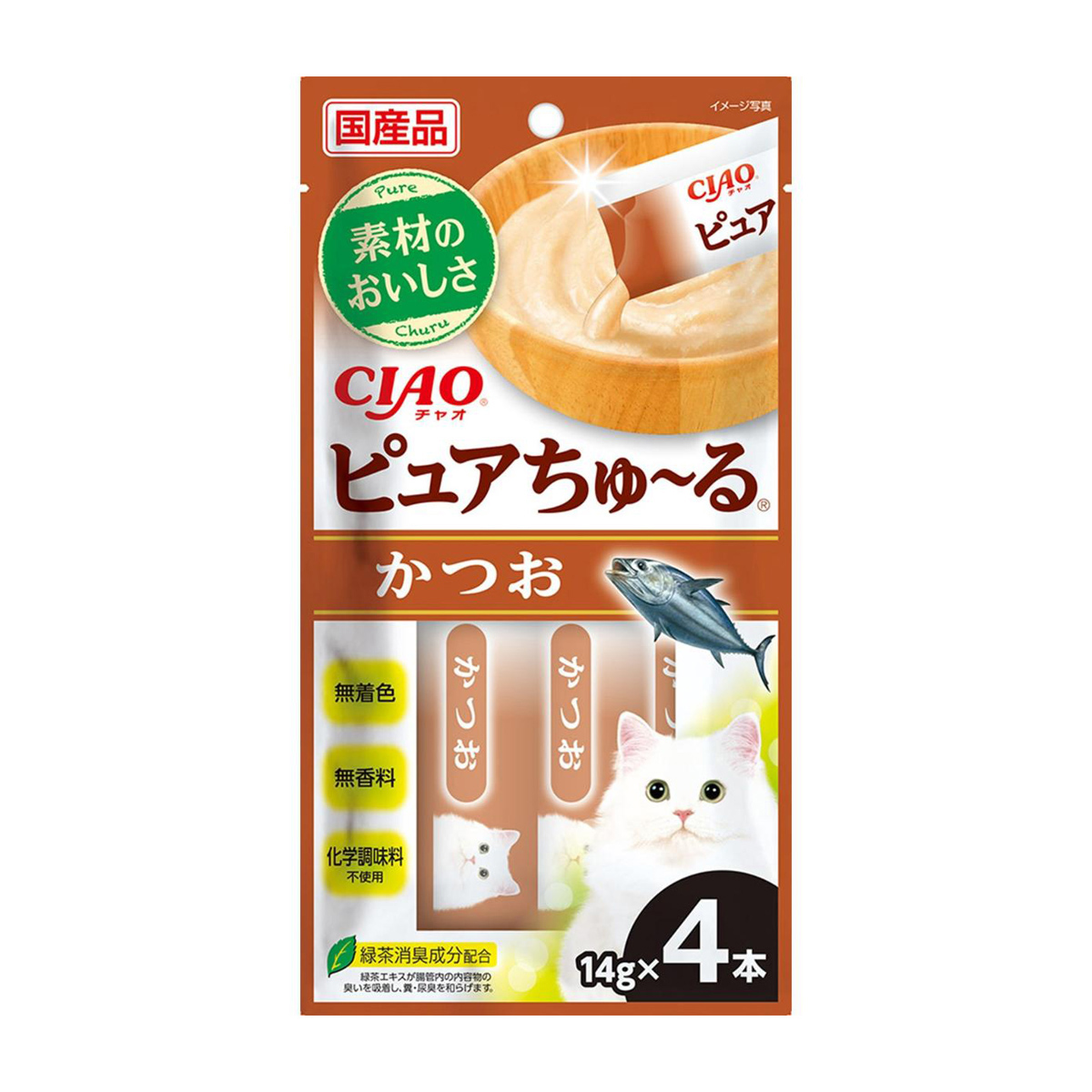 【ペット】ＣＩＡＯ　ピュアちゅーる　かつお　１４ｇ×４本