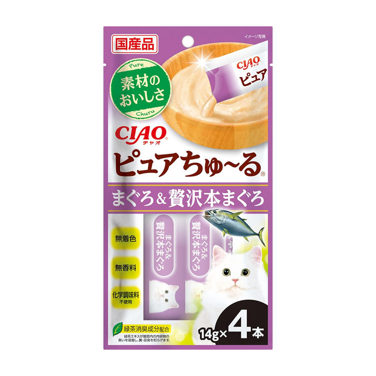 【ペット】ＣＩＡＯ　ピュアちゅーる　まぐろ＆贅沢本まぐろ　１４ｇ×４本