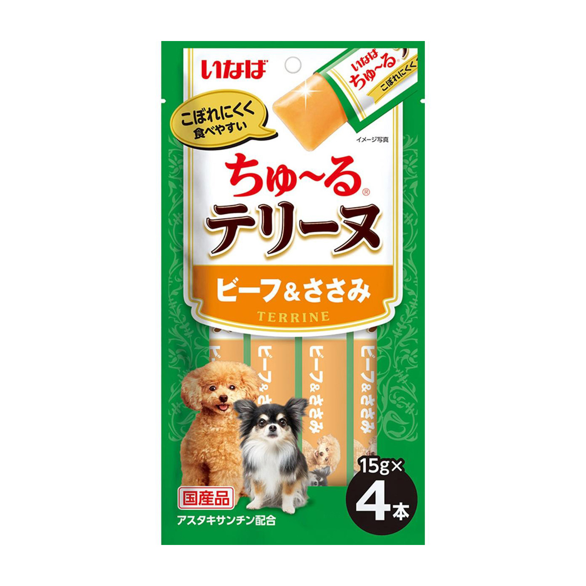 【ペット】いなば　ちゅーるテリーヌ　ビーフ＆ささみ　１５ｇ×４本