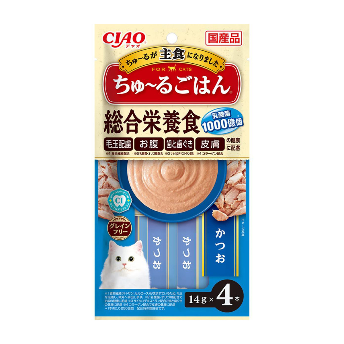 【ペット】ＣＩＡＯ　ちゅーるごはん　かつお　１４ｇ×４本
