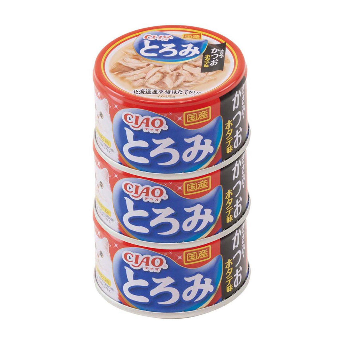 【ペット】ＣＩＡＯ　とろみ　ささみ・かつお　ホタテ味　８０ｇ×３缶