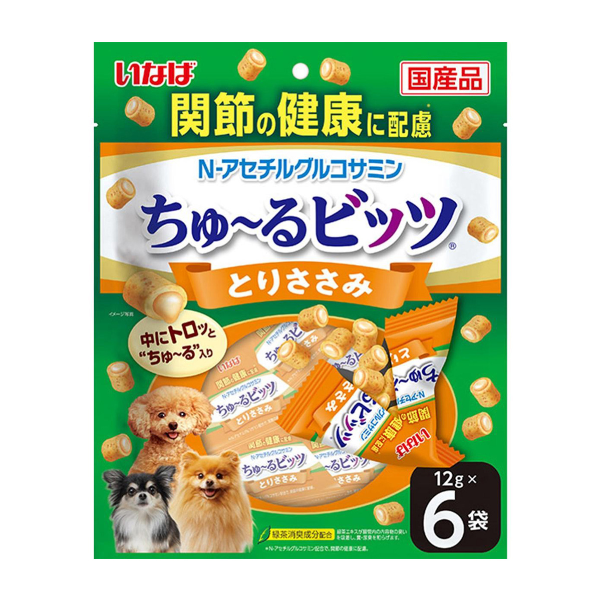 【ペット】いなば　ちゅーるビッツ　関節の健康に配慮　とりささみ　１２ｇ×６袋