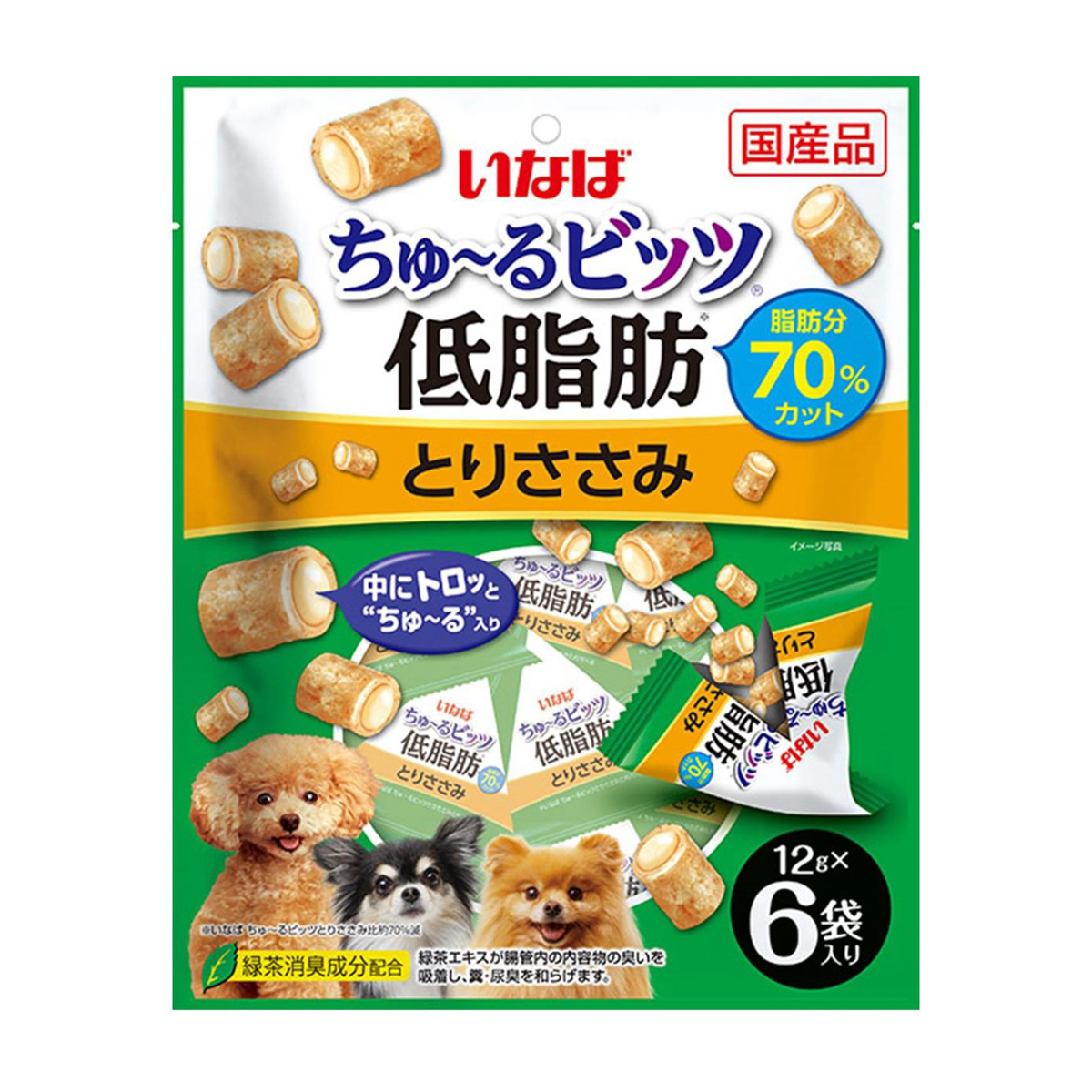 【ペット】いなば　ちゅーるビッツ　低脂肪　とりささみ　１２ｇ×６袋