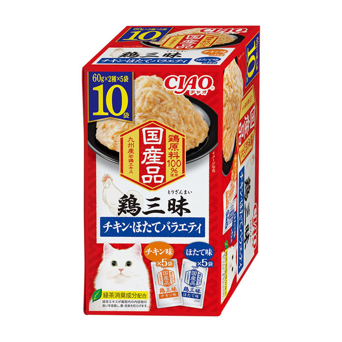 【ペット】ＣＩＡＯ　鶏三昧　チキン・ほたてバラエティ　６０ｇ×１０袋入