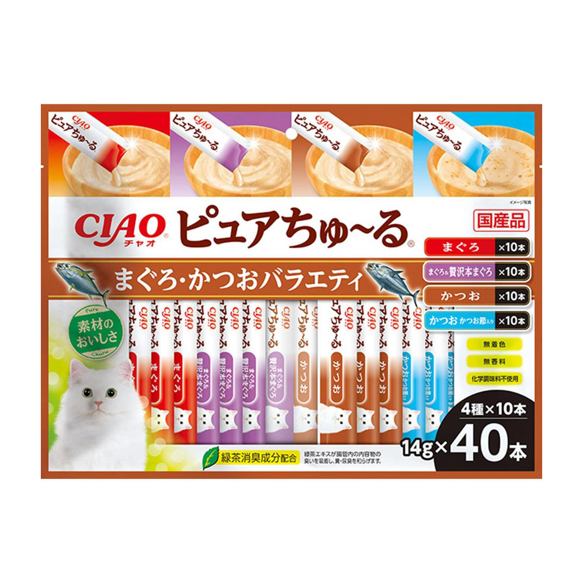 【ペット】ＣＩＡＯ　ピュアちゅーる　まぐろ・かつおバラエティ　１４ｇ×４０本入