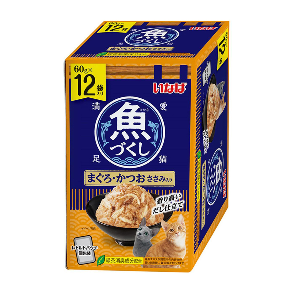 【ペット】いなば　魚づくし　パウチ　まぐろ・かつお　ささみ入　６０ｇ×１２袋入