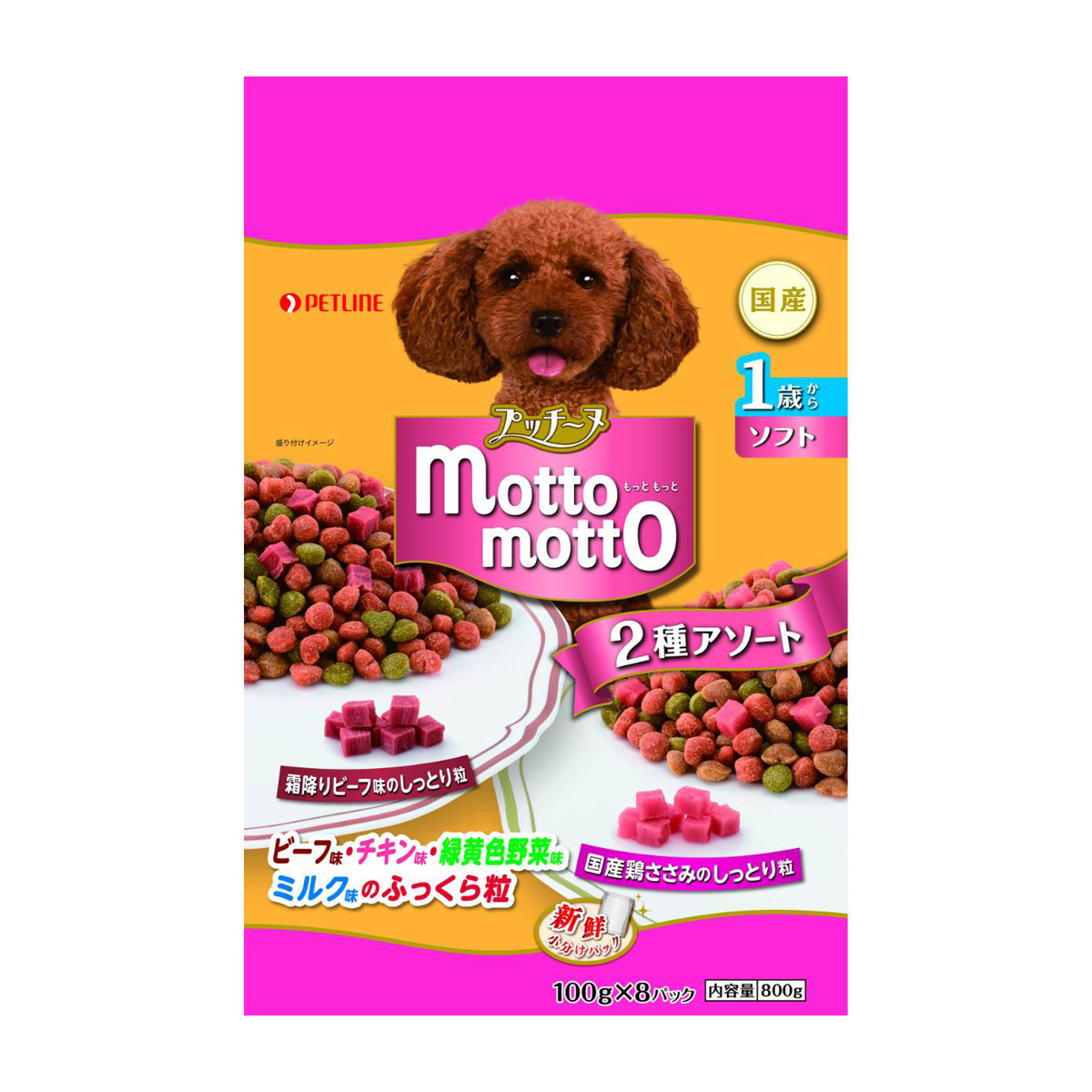【ペット】プッチーヌ　ｍｏｔｔｏ　ｍｏｔｔｏ　ソフト　１歳から　８００ｇ（１００ｇ×８）