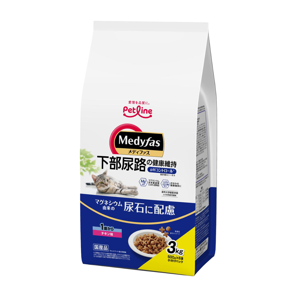 【ペット】メディファス　１歳から　チキン味　３ｋｇ　（５００ｇ×６袋）