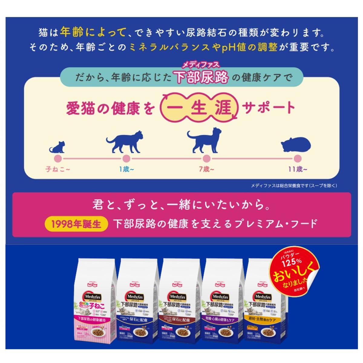 【ペット】メディファス　室内猫　毛玉ケアプラス　７歳から　チキン＆フィッシュ味　２．７ｋｇ　（４５０ｇ×６袋）