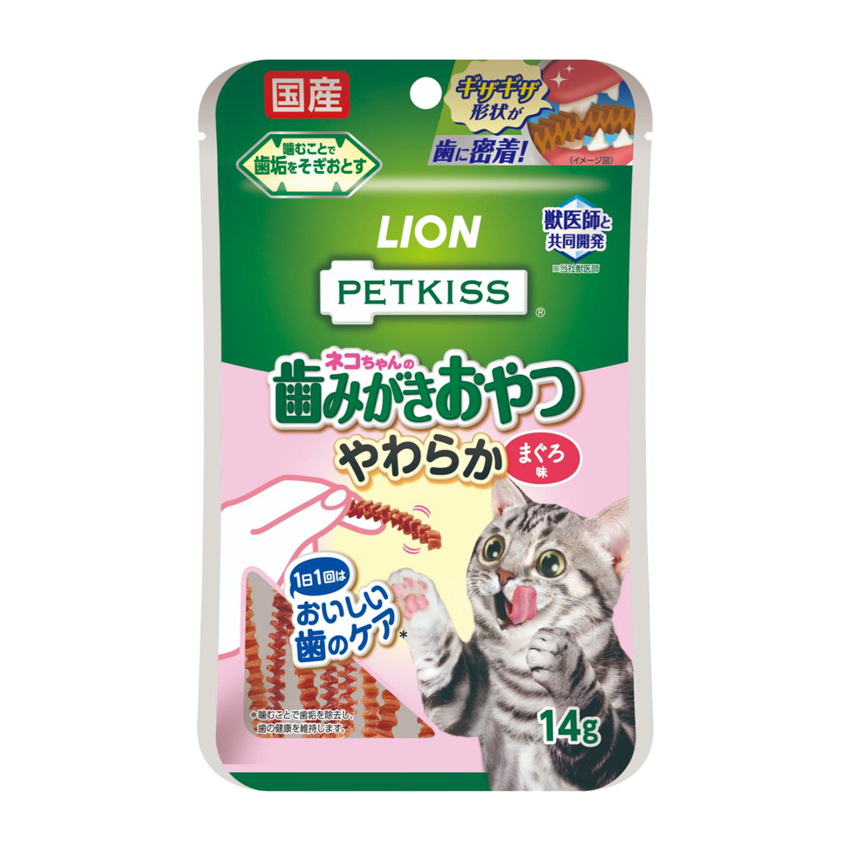 【ペット】ＰＥＴＫＩＳＳ　ネコちゃんの歯みがきおやつ　やわらか　まぐろ味　１４ｇ