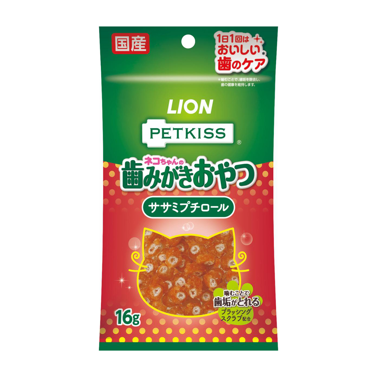【ペット】ＰＥＴＫＩＳＳ　ネコちゃんの歯みがきおやつ　ササミプチロール　１６ｇ