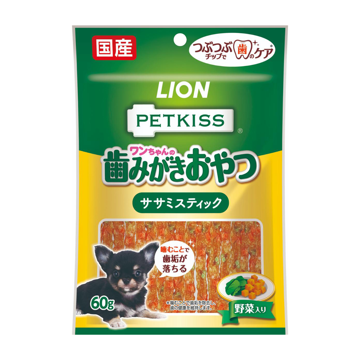 【ペット】ＰＥＴＫＩＳＳ　ワンちゃんの歯みがきおやつ　ササミスティック　野菜入り　６０ｇ