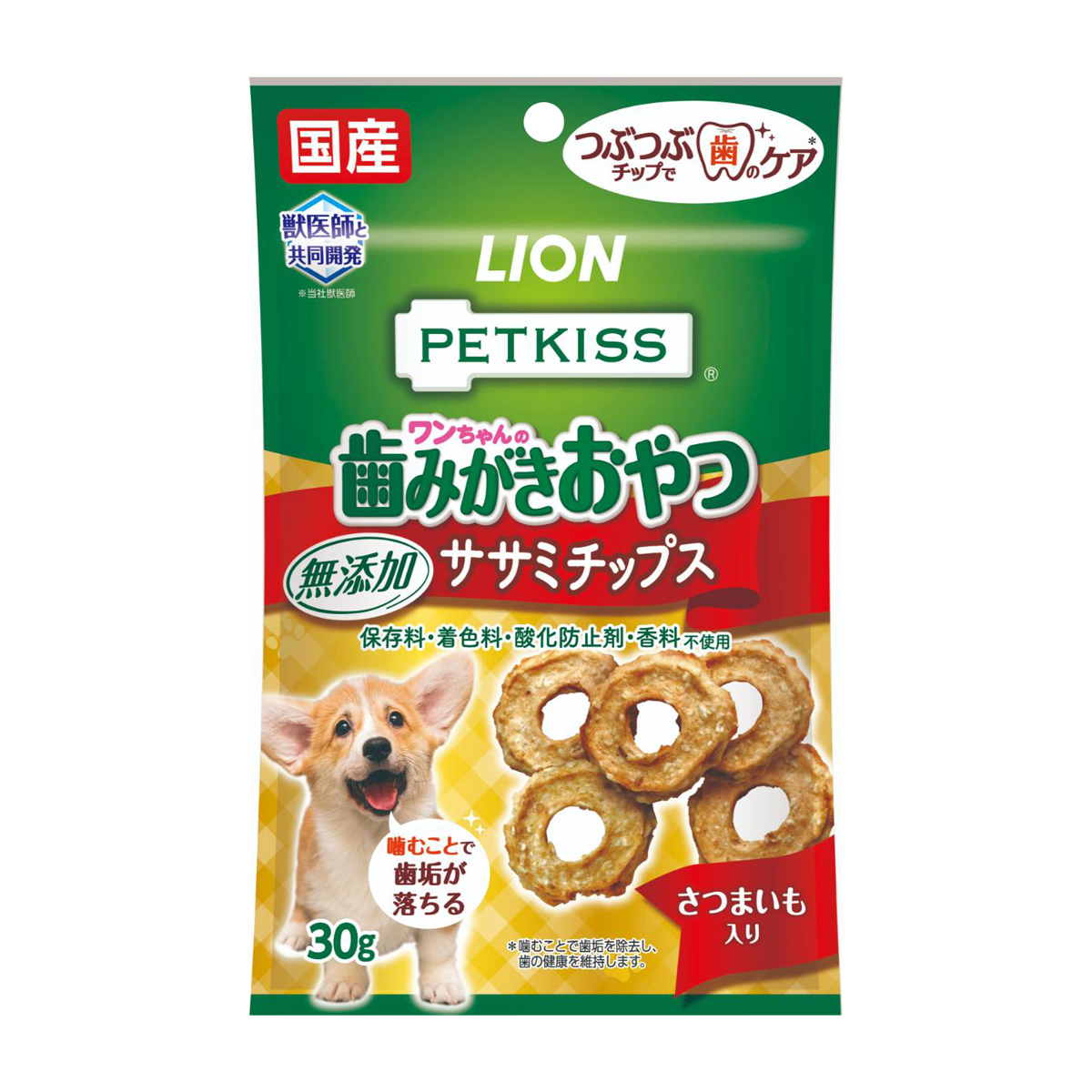 【ペット】ＰＥＴＫＩＳＳ　ワンちゃんの歯みがきおやつ　無添加ササミチップス　さつまいも入り　３０ｇ