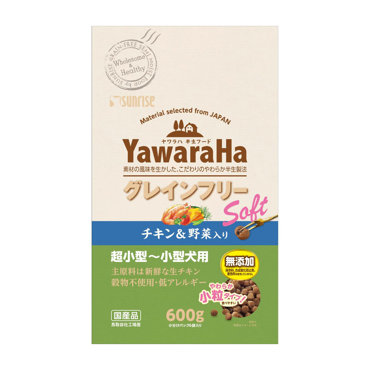 【ペット】ヤワラハ　グレインフリー　ソフト　チキン＆野菜入り　６００ｇ
